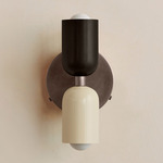 Up Down Wall Sconce - Pewter Canopy / Blackened Brass Upper Shade