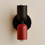 Up Down Wall Sconce - Black Canopy / Blackened Brass Upper Shade