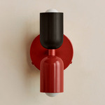 Up Down Wall Sconce - Oxide Red Canopy / Blackened Brass Upper Shade