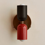 Up Down Wall Sconce - Patina Brass Canopy / Blackened Brass Upper Shade