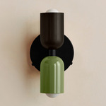 Up Down Wall Sconce - Black Canopy / Blackened Brass Upper Shade