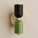 Up Down Wall Sconce - Bone Canopy / Blackened Brass Upper Shade