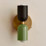Up Down Wall Sconce - Brass Canopy / Blackened Brass Upper Shade