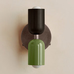 Up Down Wall Sconce - Pewter Canopy / Blackened Brass Upper Shade