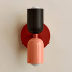Up Down Wall Sconce - Oxide Red Canopy / Blackened Brass Upper Shade