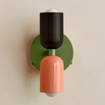 Up Down Wall Sconce - Reed Green Canopy / Blackened Brass Upper Shade