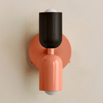 Up Down Wall Sconce - Peach Canopy / Blackened Brass Upper Shade