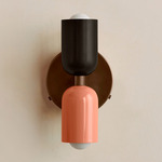 Up Down Wall Sconce - Patina Brass Canopy / Blackened Brass Upper Shade