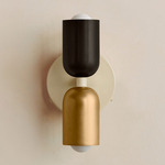 Up Down Wall Sconce - Bone Canopy / Blackened Brass Upper Shade
