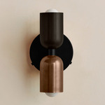 Up Down Wall Sconce - Black Canopy / Blackened Brass Upper Shade