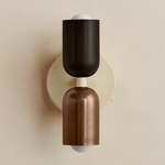 Up Down Wall Sconce - Bone Canopy / Blackened Brass Upper Shade