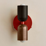 Up Down Wall Sconce - Oxide Red Canopy / Blackened Brass Upper Shade