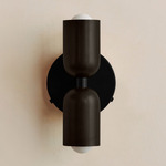 Up Down Wall Sconce - Black Canopy / Blackened Brass Upper Shade
