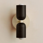 Up Down Wall Sconce - Bone Canopy / Blackened Brass Upper Shade
