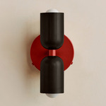 Up Down Wall Sconce - Oxide Red Canopy / Blackened Brass Upper Shade