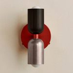Up Down Wall Sconce - Oxide Red Canopy / Blackened Brass Upper Shade