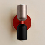 Up Down Wall Sconce - Oxide Red Canopy / Pewter Upper Shade