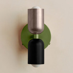 Up Down Wall Sconce - Reed Green Canopy / Pewter Upper Shade