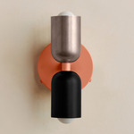 Up Down Wall Sconce - Peach Canopy / Pewter Upper Shade