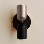 Up Down Wall Sconce - Blackened Brass Canopy / Pewter Upper Shade