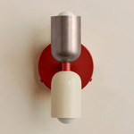 Up Down Wall Sconce - Oxide Red Canopy / Pewter Upper Shade