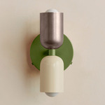 Up Down Wall Sconce - Reed Green Canopy / Pewter Upper Shade