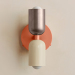 Up Down Wall Sconce - Peach Canopy / Pewter Upper Shade