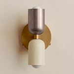 Up Down Wall Sconce - Bone Canopy / Pewter Upper Shade