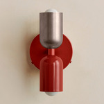 Up Down Wall Sconce - Oxide Red Canopy / Pewter Upper Shade