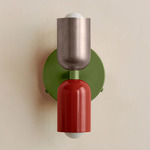 Up Down Wall Sconce - Reed Green Canopy / Pewter Upper Shade