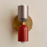 Up Down Wall Sconce - Brass Canopy / Pewter Upper Shade