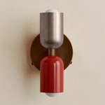 Up Down Wall Sconce - Patina Brass Canopy / Pewter Upper Shade