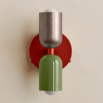 Up Down Wall Sconce - Oxide Red Canopy / Pewter Upper Shade