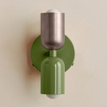 Up Down Wall Sconce - Reed Green Canopy / Pewter Upper Shade