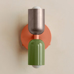 Up Down Wall Sconce - Peach Canopy / Pewter Upper Shade