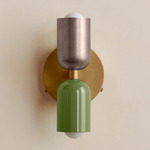 Up Down Wall Sconce - Brass Canopy / Pewter Upper Shade