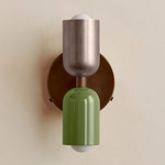 Up Down Wall Sconce - Patina Brass Canopy / Pewter Upper Shade