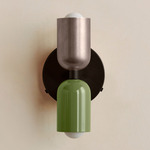 Up Down Wall Sconce - Blackened Brass Canopy / Pewter Upper Shade