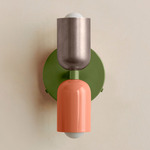 Up Down Wall Sconce - Reed Green Canopy / Pewter Upper Shade