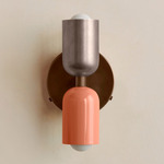 Up Down Wall Sconce - Patina Brass Canopy / Pewter Upper Shade