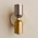 Up Down Wall Sconce - Bone Canopy / Pewter Upper Shade
