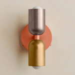 Up Down Wall Sconce - Peach Canopy / Pewter Upper Shade