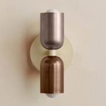 Up Down Wall Sconce - Bone Canopy / Pewter Upper Shade