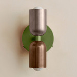Up Down Wall Sconce - Reed Green Canopy / Pewter Upper Shade