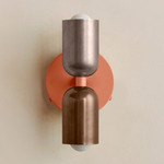 Up Down Wall Sconce - Peach Canopy / Pewter Upper Shade