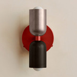 Up Down Wall Sconce - Oxide Red Canopy / Pewter Upper Shade