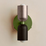 Up Down Wall Sconce - Reed Green Canopy / Pewter Upper Shade