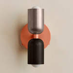 Up Down Wall Sconce - Peach Canopy / Pewter Upper Shade
