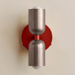Up Down Wall Sconce - Oxide Red Canopy / Pewter Upper Shade