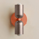 Up Down Wall Sconce - Peach Canopy / Pewter Upper Shade